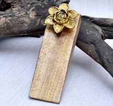 Golden Flower Ceramic Wooden Door Stopper